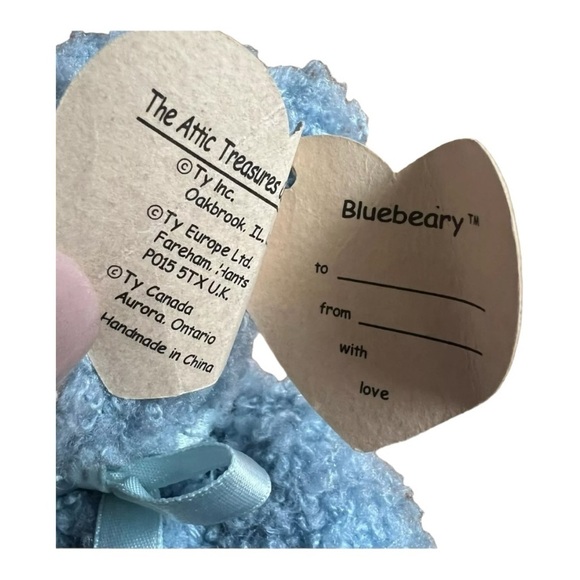Ty Attic Treasures Teddy Bear Beanie Baby Blueberry Jointed 1993 plush‎ Blue 10” - Picture 4 of 6